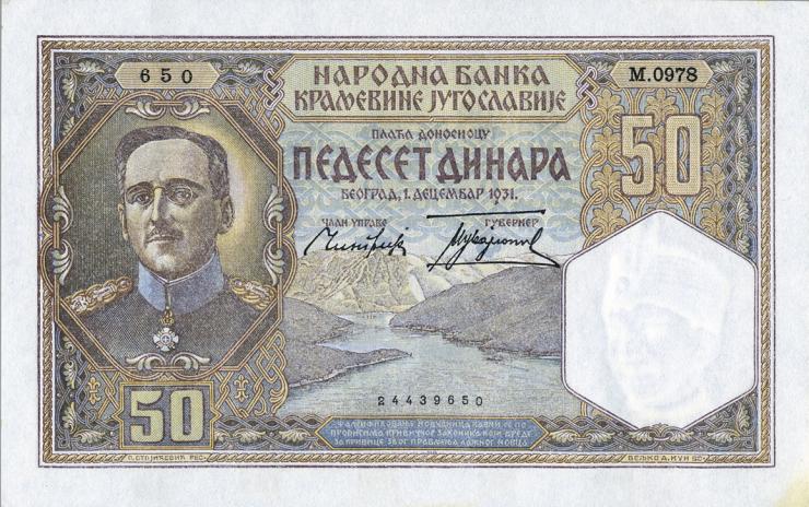 R.599A: Besetzung Jugoslawien 50 Dinara 1931 (1) 