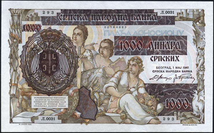 R.602: Serbien 1000 Dinara 1941 (1/1-) 