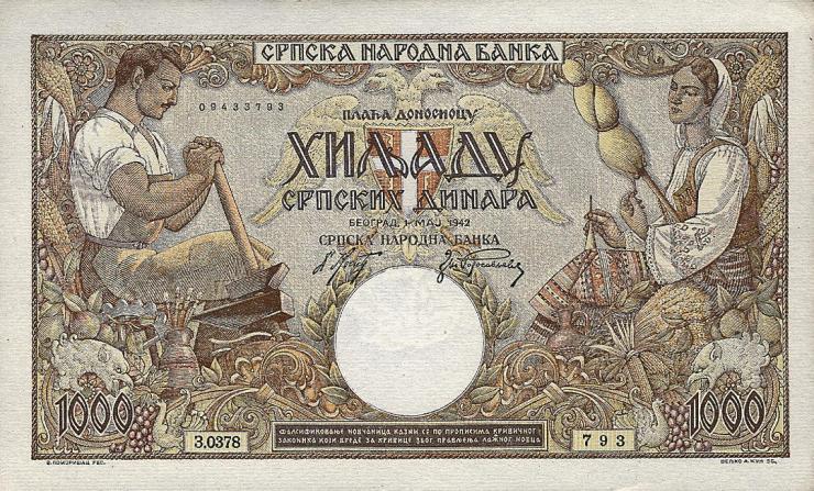 R.610a: Serbien 1000 Dinara 1942 (1) 