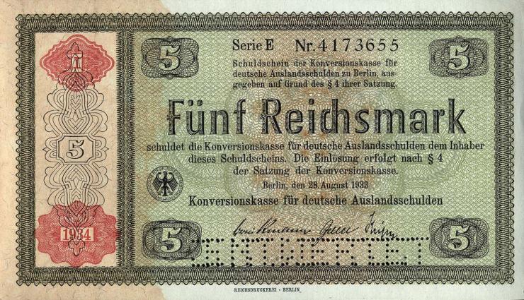 R.708E1F: Konversionskasse 5 Reichsmark 1934 Variante (1) 