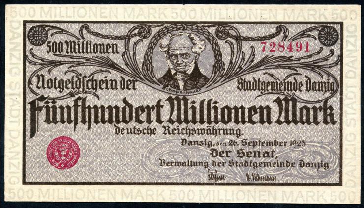 R.807a: Danzig 500 Millionen Mark 1923 (1/1-) 