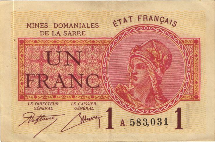 R.866: Saar 1 Franc 1930 (3+) 