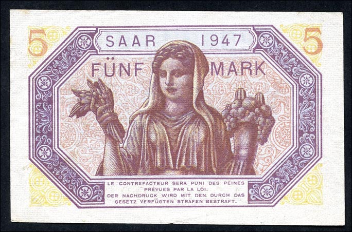 R.869: Saarland 5 Mark 1947 (1/1-) 