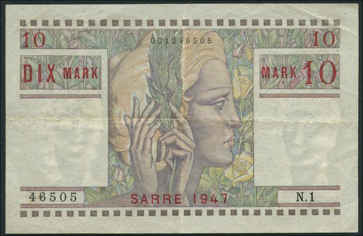 R.870: Saarland 10 Mark 1947 (3+) 