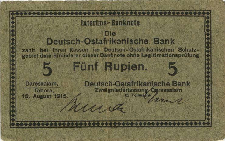 R.910i: Deutsch-Ostafrika 5 Rupien 1915 C (3) "Behrendt" 