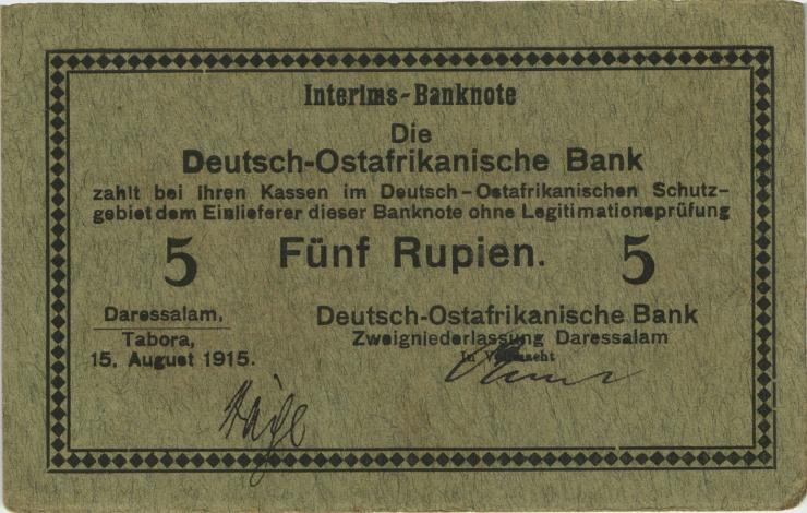 R.910c: Deutsch-Ostafrika 5 Rupien 1915 C (2) "Häge" 