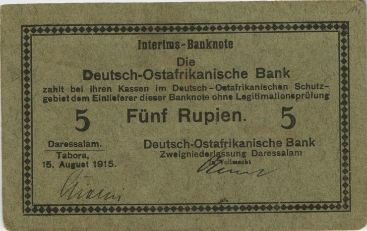 R.910c: Deutsch-Ostafrika 5 Rupien 1915 C (2) "Kielich" 