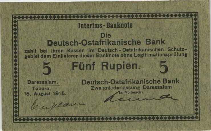 R.910c: Deutsch-Ostafrika 5 Rupien 1915 C (2) "Neugebauer" 
