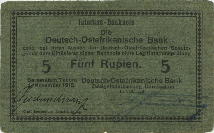 R.921a: Deutsch-Ostafrika 5 Rupien 1915 D (2) "Seidenschwarz" 