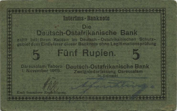 R.921a: Deutsch-Ostafrika 5 Rupien 1915 D (1-) 