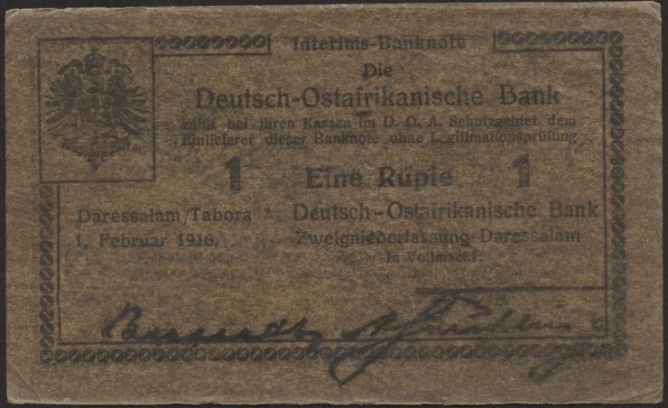 R.927c: Deutsch-Ostafrika 1 Rupien 1916 M Ölpapier (2) 