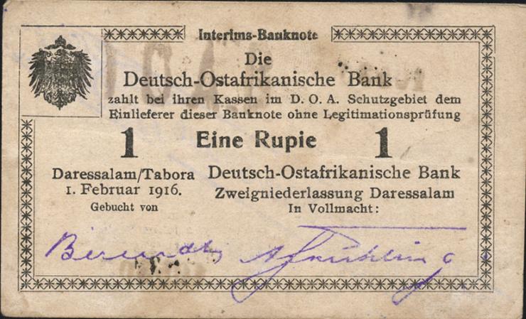 R.928j: Deutsch-Ostafrika 1 Rupie 1916 P2 (1-) 