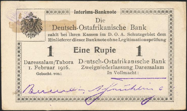 R.929u: Deutsch-Ostafrika 1 Rupie 1916 T3 (1-) 