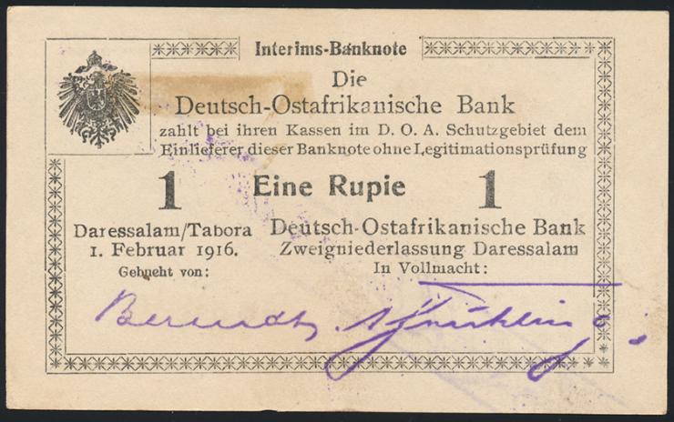R.929v: Deutsch-Ostafrika 1 Rupie 1916 U3 (1-) 