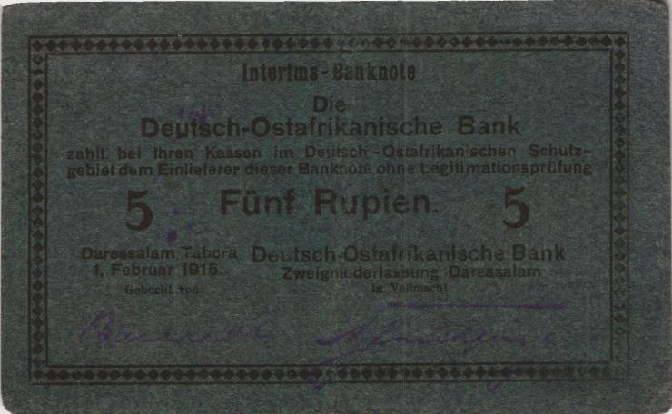 R.933e: Deutsch-Ostafrika 5 Rupien 1916 (3+) 