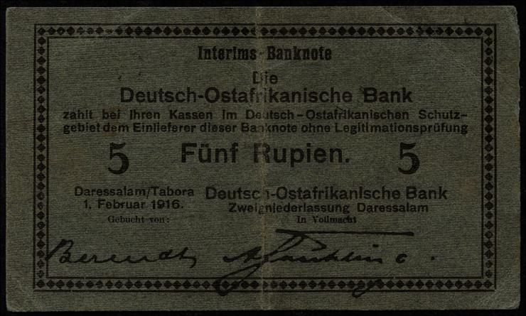 R.933c: Deutsch-Ostafrika 5 Rupien 1916 (2-) 