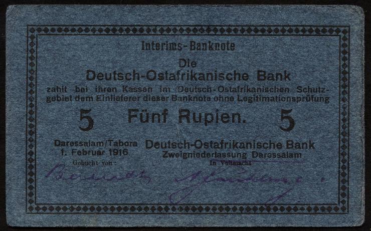 R.933F: Deutsch-Ostafrika 5 Rupien 1916 (3+) 
