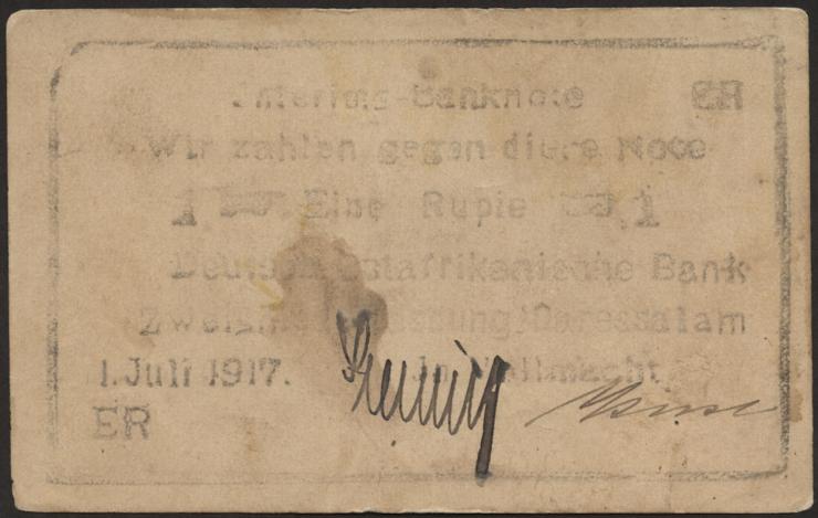 R.936a: Deutsch-Ostafrika 1 Rupie 1917 ER (2) 