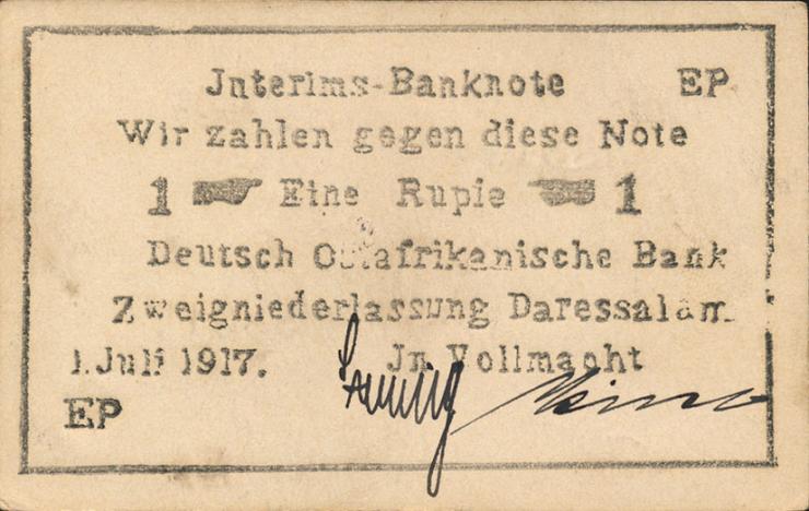 R.936b: Deutsch-Ostafrika 1 Rupie 1917 EP (1) 