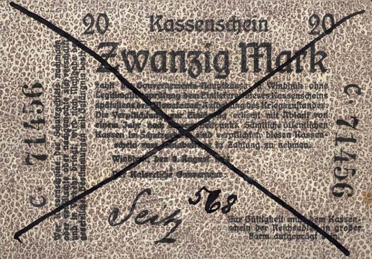 R.944: Deutsch-Südwestafrika 20 Mark 1914 entwertet (2) 