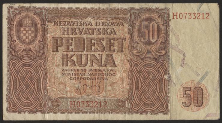 Kroatien / Croatia P.01 50 Kuna 1941 (3) 