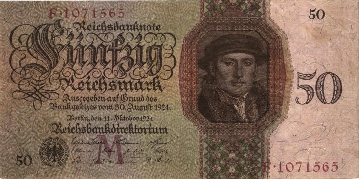 R.170a: 50 Reichsmark 1924 M/E (3) 
