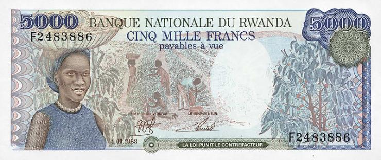 Ruanda / Rwanda P.22 5000 Francs 1988 (1) 