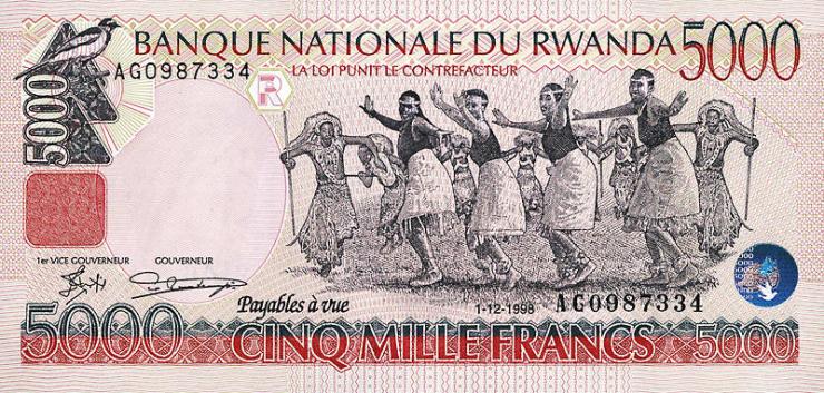 Ruanda / Rwanda P.28a 5000 Francs 1998 (1) 