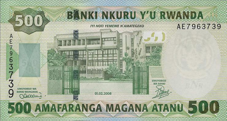 Ruanda / Rwanda P.34 500 Francs 2008 (2010) (1) 