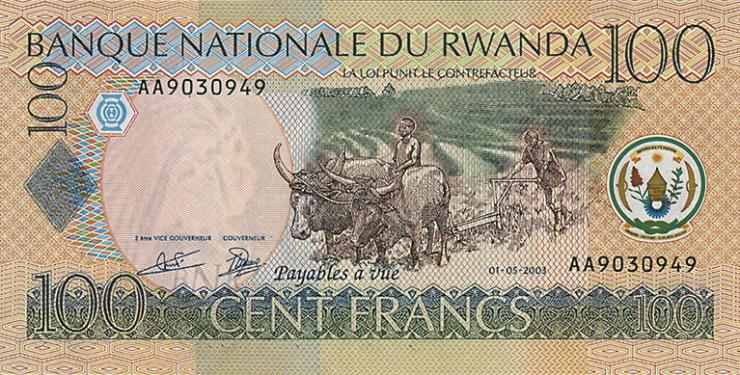Ruanda / Rwanda P.29a 100 Francs 1.5.2003 (1) 