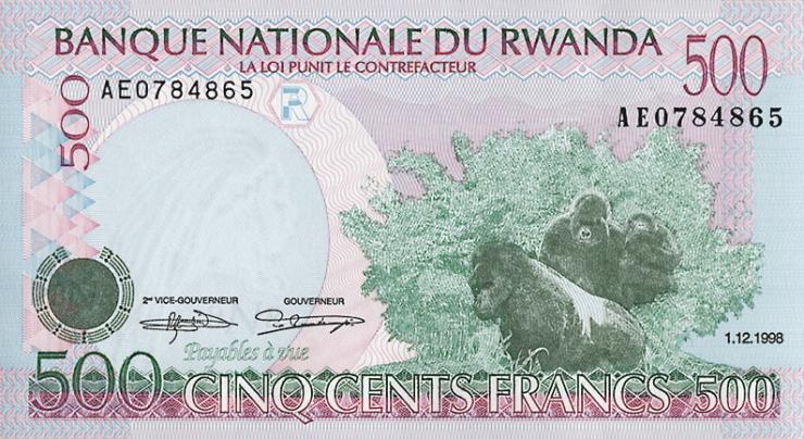 Ruanda / Rwanda P.26a 500 Francs 1998 (1) 