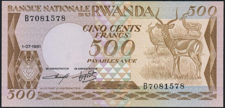 Ruanda / Rwanda P.16 500 Francs 1981 (1) 