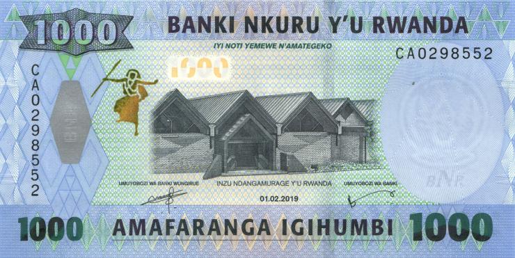 Ruanda / Rwanda P.39b 1000 Francs 2019 (1) 