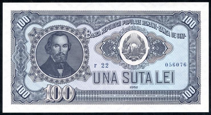 Rumänien / Romania P.090b 100 Lei 1952 (1) 