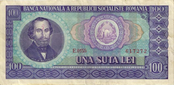 Rumänien / Romania P.097 100 Lei 1966 (3) 