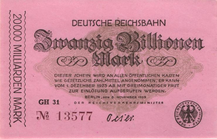RVM-19g Reichsbahn Berlin 20 Billionen Mark 1923 (1) 