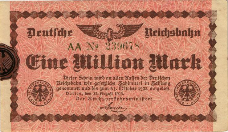 RVM-01b Reichsbahn Berlin 1 Million Mark 1923 (2) 