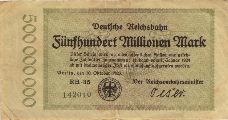 RVM-09 Reichsbahn Berlin 500 Millionen Mark 1923 (3) 