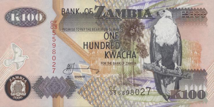 Sambia / Zambia P.38f 100 Kwacha 2006 (1) 