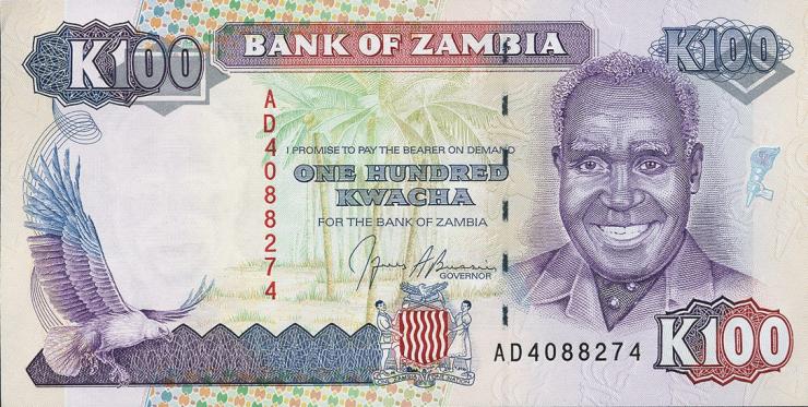 Sambia / Zambia P.34 100 Kwacha (1991) (1) 