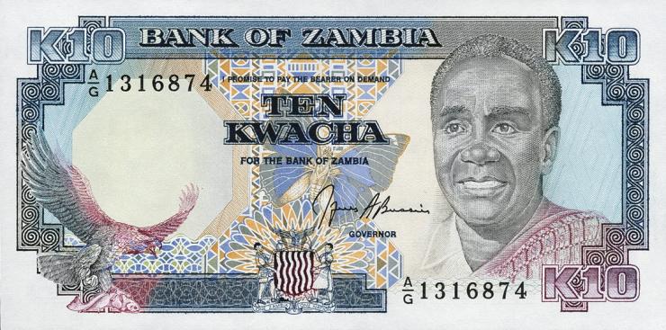 Sambia / Zambia P.31b 10 Kwacha (1989-91) (1) 