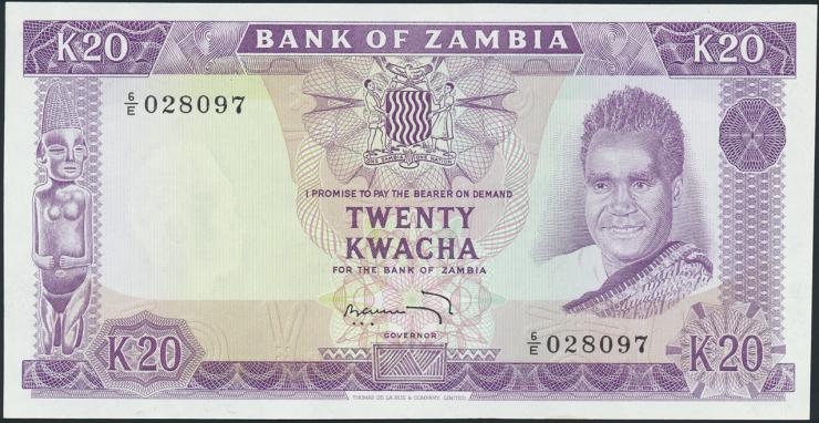 Sambia / Zambia P.13c 20 Kwacha (1969) (1) 
