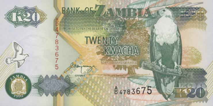 Sambia / Zambia P.36b 20 Kwacha 1992 (1) 