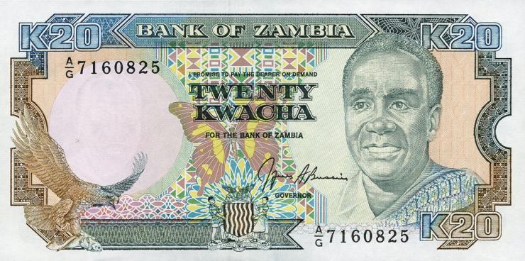 Sambia / Zambia P.32b 20 Kwacha (1989-91) (1) 