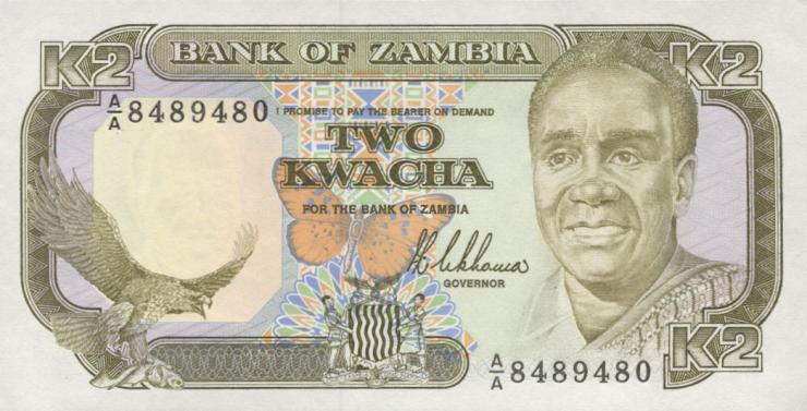 Sambia / Zambia P.29 2 Kwacha (1989) (1) 