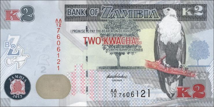 Sambia / Zambia P.49a 2 Kwacha 2012 (1) 