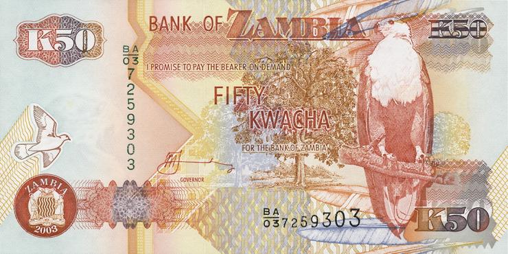 Sambia / Zambia P.37d 50 Kwacha 2003 (1) 