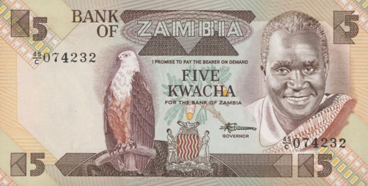 Sambia / Zambia P.25d 5 Kwacha (1980-88) (1) 