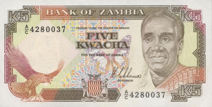 Sambia / Zambia P.30 5 Kwacha (1989) (1) 