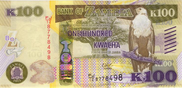 Sambia / Zambia P.61 100 Kwacha 2015 (1) 
